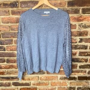 Sioni Charcoal Gray Metallic Lace Knit Balloon Sleeve Sweater Women's Size XL